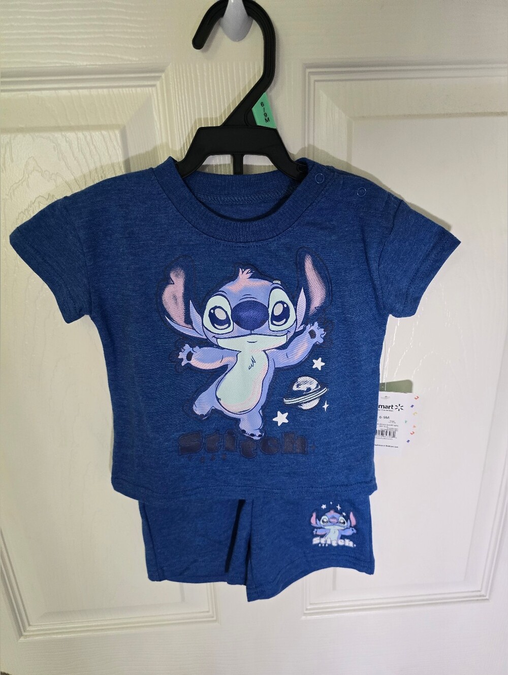 NWT Disney Stitch Boys Blue 2 Piece Short Shirt Set 6-9M